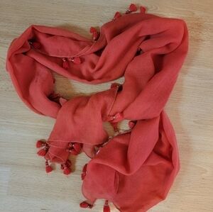 Anthropology by Lulla Collection by‎ Bindya 100% Wool Tassel Trim Scarf Red Boho